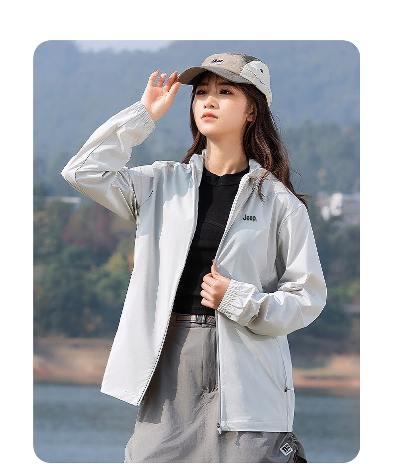 JEEP Sun Protection Clothing, Unisex Ice Silk UV-Resistant Skin Coat, Cool Breathable Sun Protection Garment, Navy Blue, Size L 16