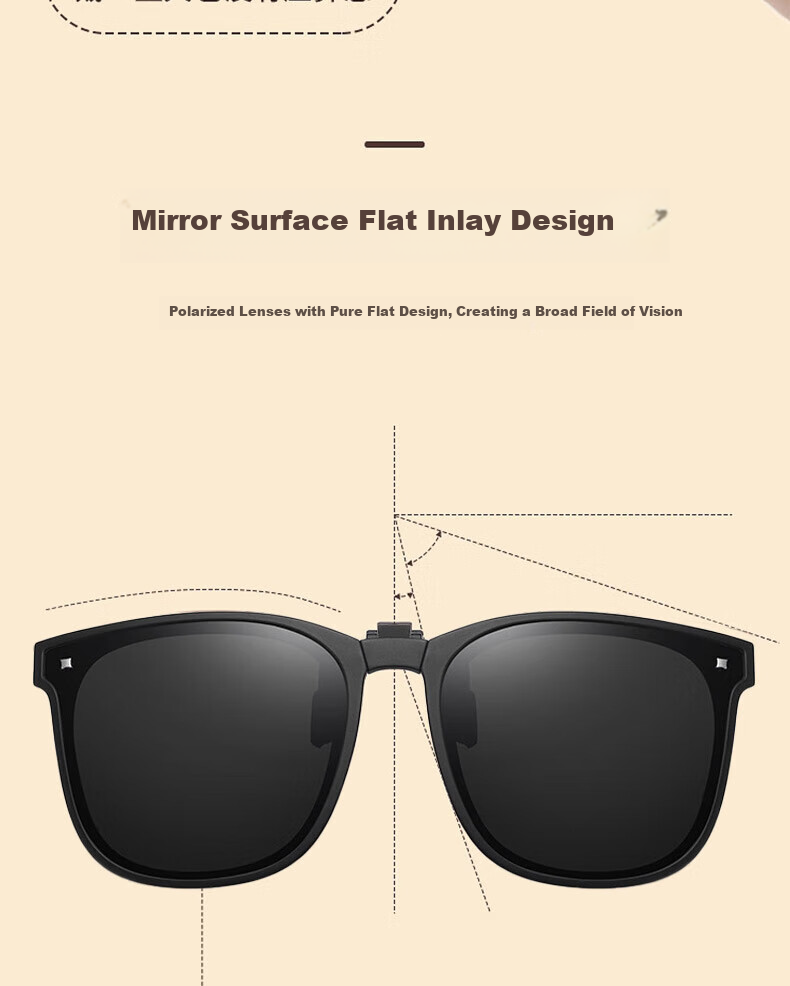 Boshide Sunglasses Clip, Foldable Sunglasses Clip, Myopia Clip with Flip-Up Polarized Lenses for Men And Women, Jazz Black 2