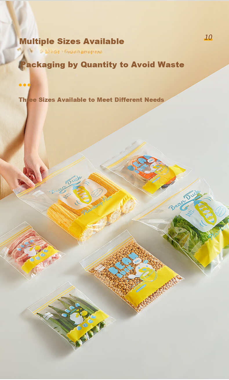 COOKER KING Food-Grade Heat-Resistant Sealed Bags, Large/medium/small Combo Pack, 110 Count, Thickened Fresh-Keeping Self-Sealing Bags, Little Yellow Duck Co-Branded 12