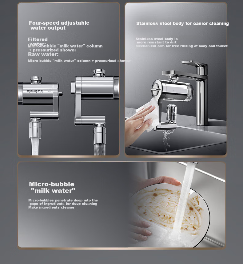 Joyoung Faucet Water Purifier, Stainless Steel Mechanical Arm, Multi-Directional Outlet, High Flow Rate, One Machine with Four Cores, JYW-RT60 4