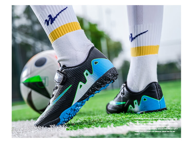 Shuangxing Children's Soccer Shoes for Boys And Girls, Big Kids' Molded Studs TF Artificial Grass Training Shoes, Student And Youth Slip-On Sneakers 10