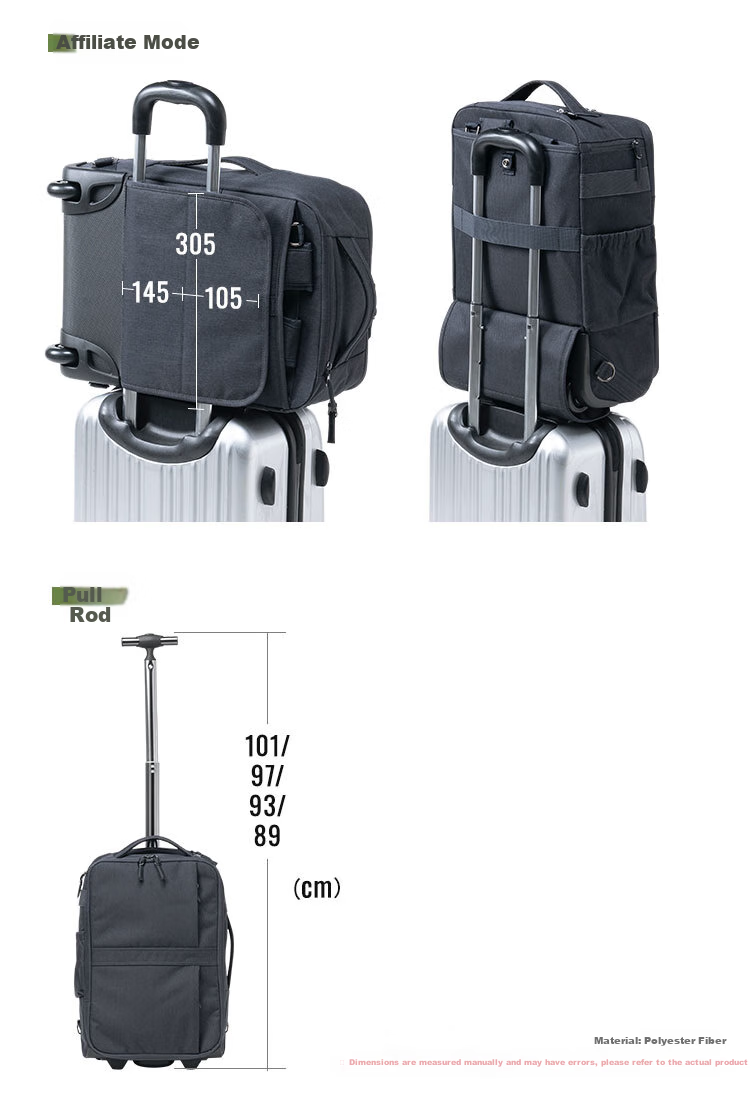 SANWA Multifunctional Pull-Back Backpack with Wheels, Business Backpack, Luggage Bag, Travel Bag, Carry-On Approved, 22 Liters 24