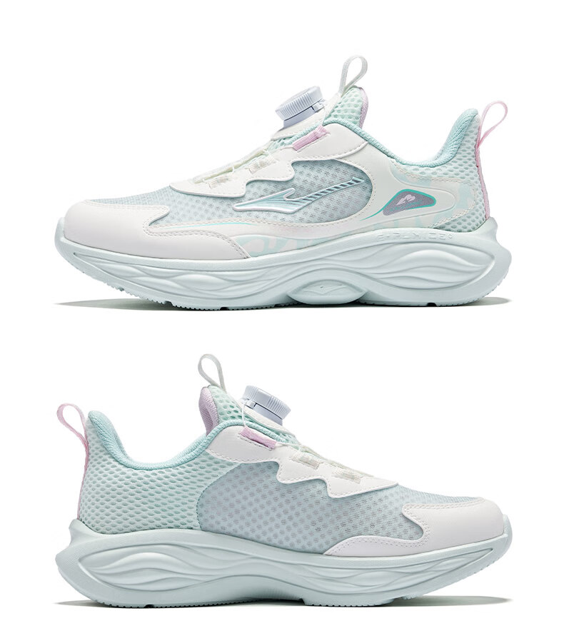 ERKE Kids Boys Girls Sports Shoes Children's Summer Breathable Knob Running Shoes Microcrystalline White/Pale Cherry Pink Size 39 51