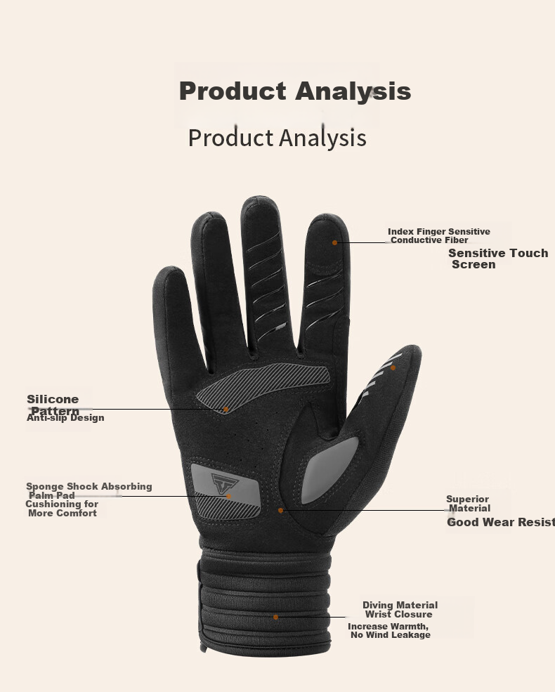 Tasiduizhang Winter Cycling Gloves, Warm, Windproof, Cold-Resistant, Fleece-Lined, for Motorcycles, Electric Bicycles, Skiing, Men And Women, Touchscreen Compatible, XL Size 4