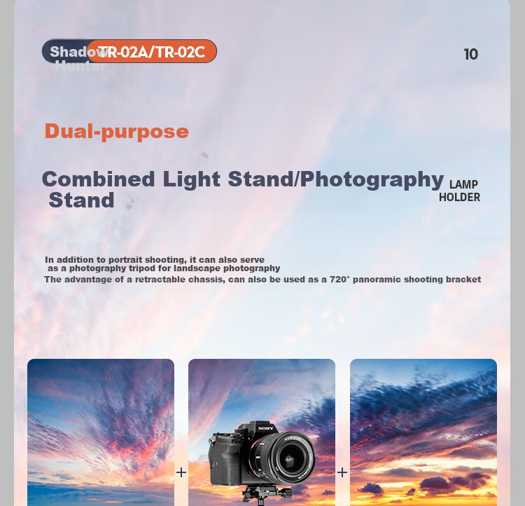 Fotopro TR-02A Portable Reverse Folding Aluminum Alloy Tripod, Photography Studio Stand, Photo LED Host Light Stand, Studio Light Tripod 24