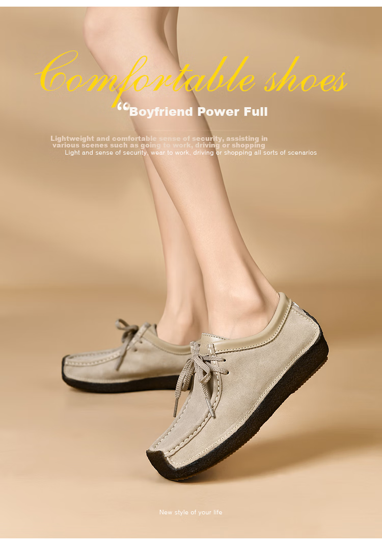 Walker Shop Aokasuo Women's Walking Shoes, Flat Leather Loafers, Comfortable Mom Casual Peas Shoes M012001 13