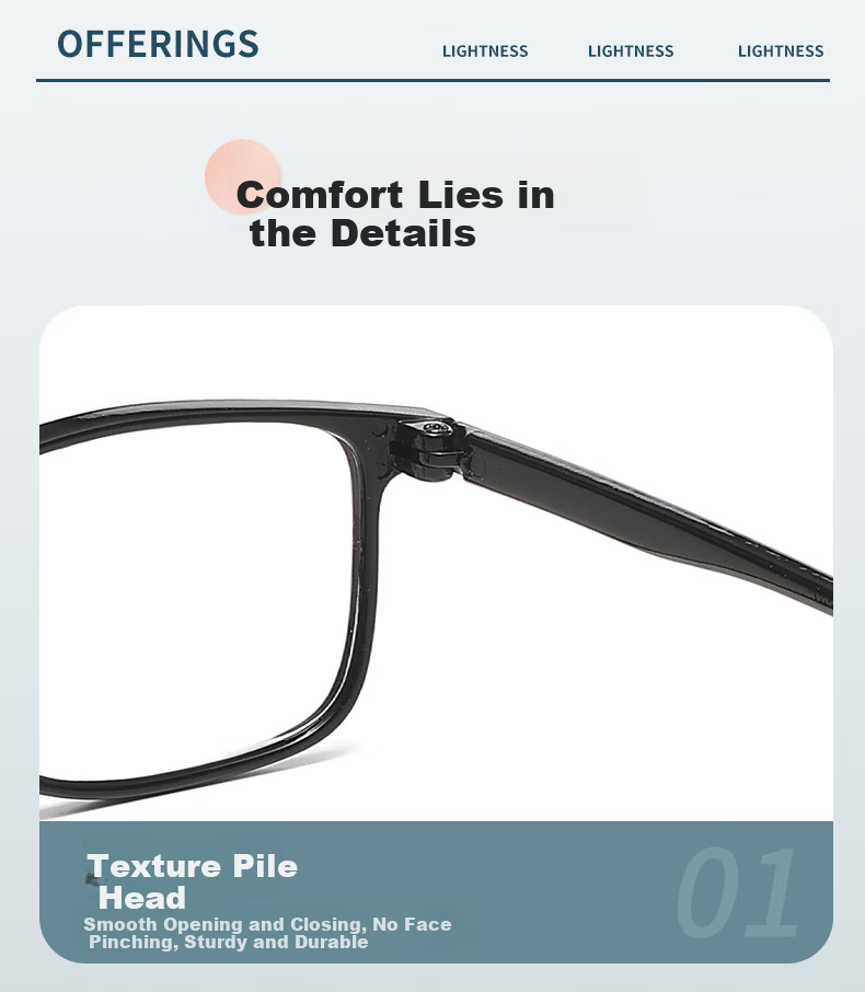 DRATRA Reading Glasses, High-Definition Anti-Blue Light Presbyopic Glasses for Elderly Men And Women, Classic Square Frame, Ultra-Lightweight Portable Comfortable 5