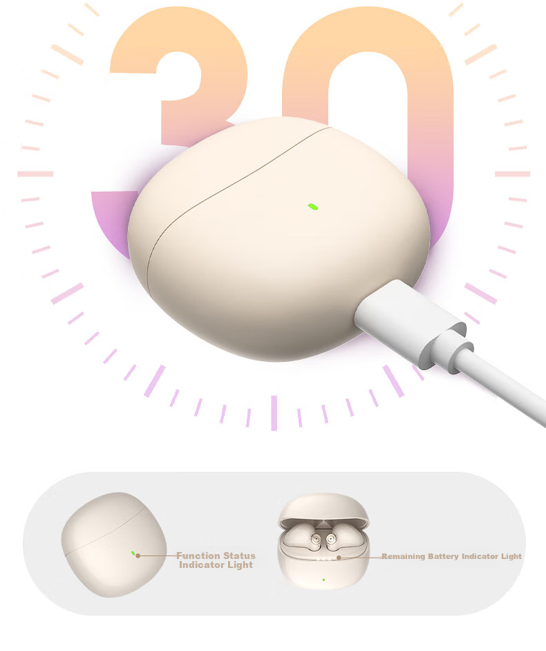 IKF Find Air5 LDAC True Wireless Bluetooth Earbuds Music Sports Semi-In-Ear Gaming Low Latency Dual Host Bluetooth 6.0 Classic White 18