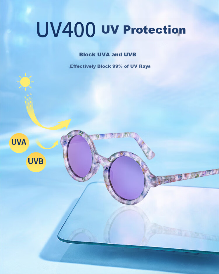 Kigo Gradient Retro Sun Protection UV-Resistant Glasses for Older Children, Elegant White 12+ 2
