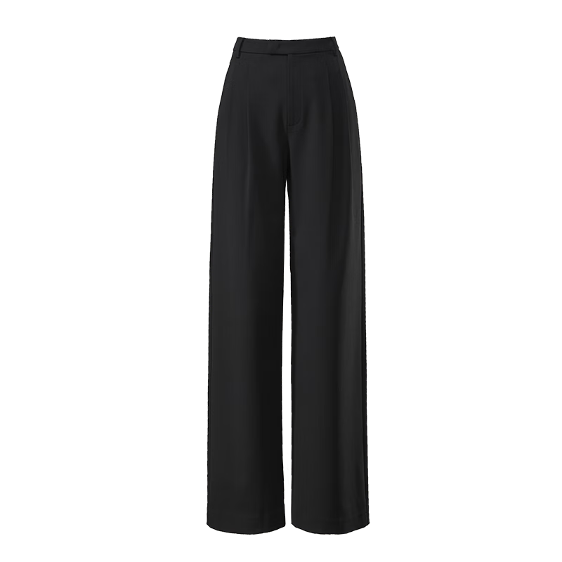 ESE-Y Wide-Leg Suit Pants for Women, New Spring 2025 High-Waist Draping Slimming Trousers, Black-Extended Length, Size 27