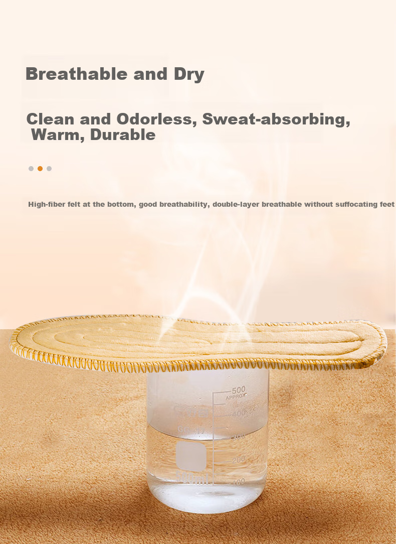 FOOTOPPO Wool Felt Insoles for Men, Winter Wool Warm Shoe Inserts, Sweat-Absorbing Breathable Insoles for Men And Women, Furry Shoe Inserts for Winter 9