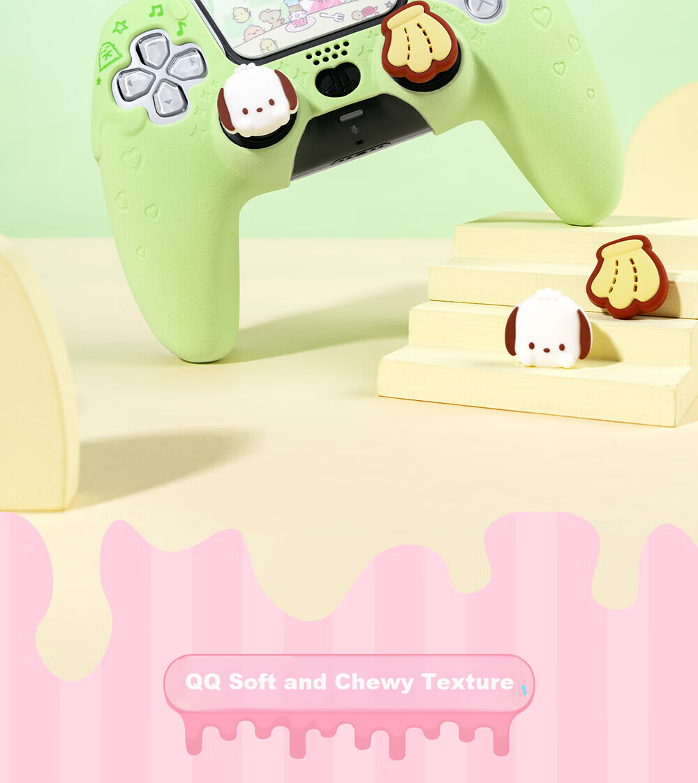 Jixiang PS5 Big Ear Dog Controller Cover, Silicone Case, Matching Joystick Cap, Button Cover, Full Protection against Drops And Dust, Game Peripheral, Sanrio Collaboratio 7