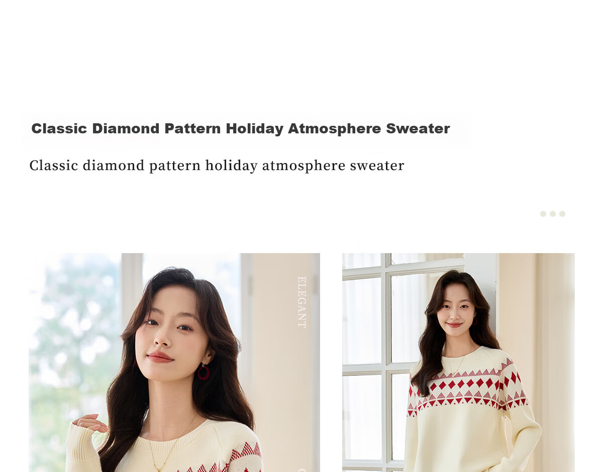 PinCai Knitted Sweater for Women, Round Neck, Retro And Gentle, Suitable for Outdoor Wear, Christmas Style, Lazy And Soft Knit Sweater P144Z9008 19