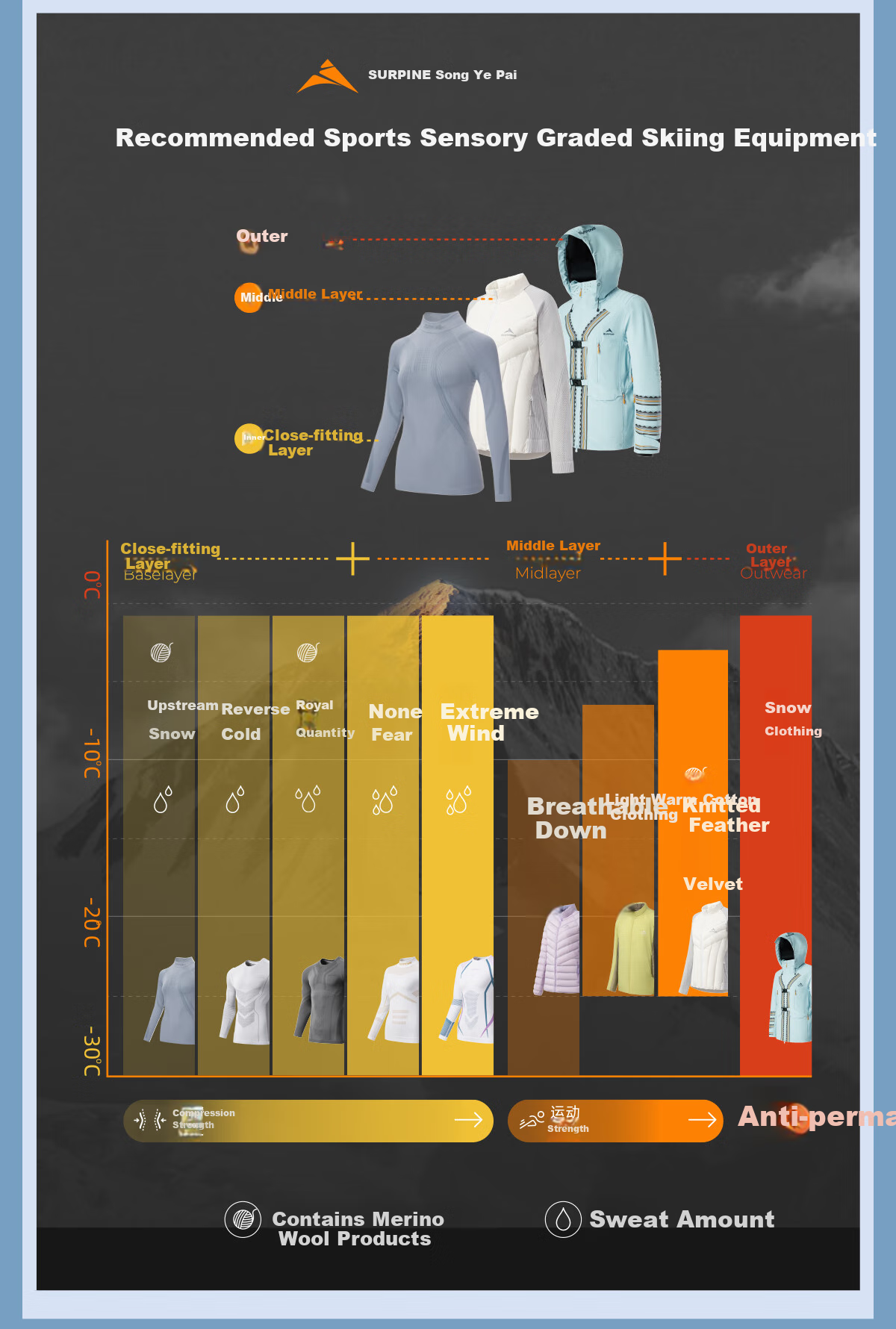 SURPINE Merino Wool Ski Down Jacket Inner Liner, Warm Outdoor Men's Autumn Winter Coat 6