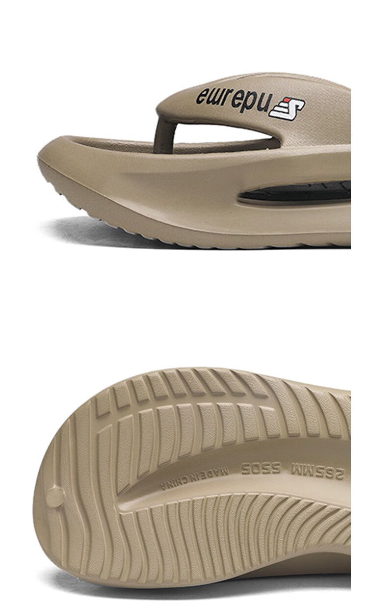 YUZHAOLIN Men's Flip-Flops, Sports Wear, Thick Sole, Height-Increasing, Comfortable Sandals, YY555, Khaki, Size 40/41 4