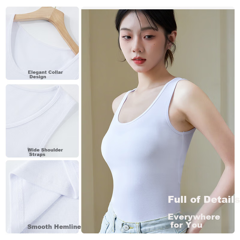 MiiOW Women's Camisole Tank Top, 2025 New Style, Pure Cotton Undershirt, Inner Wear Vest, Can Be Worn As Outerwear, Sleeveless Top, Gray, M