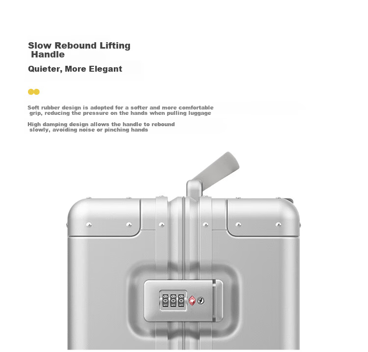 LEVEL8 Suitcase for Men, Business 20-Inch Password Travel Case, Aluminum-Magnesium Alloy Carry-On Explorer Trolley Case for Women, Silver 5