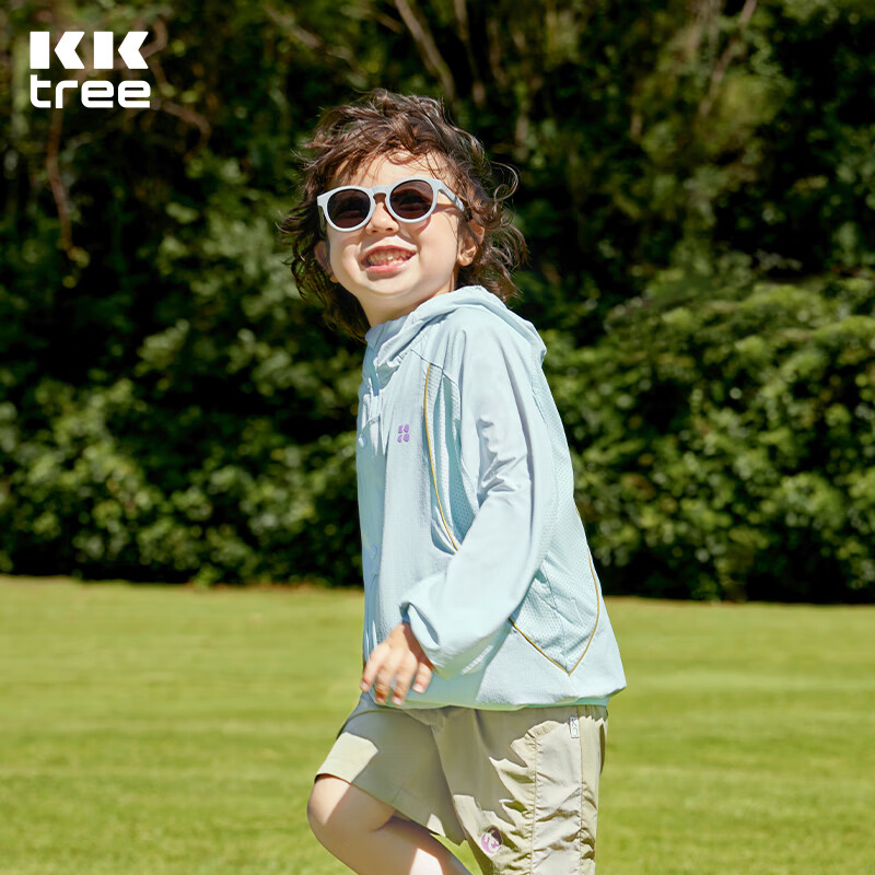 Kocotree Children's Sun Protection Clothing, Original Yarn UV-Resistant, Boys And Girls Ice Silk Cool-Touch Jacket, Baby Summer Snow Mountain Blue