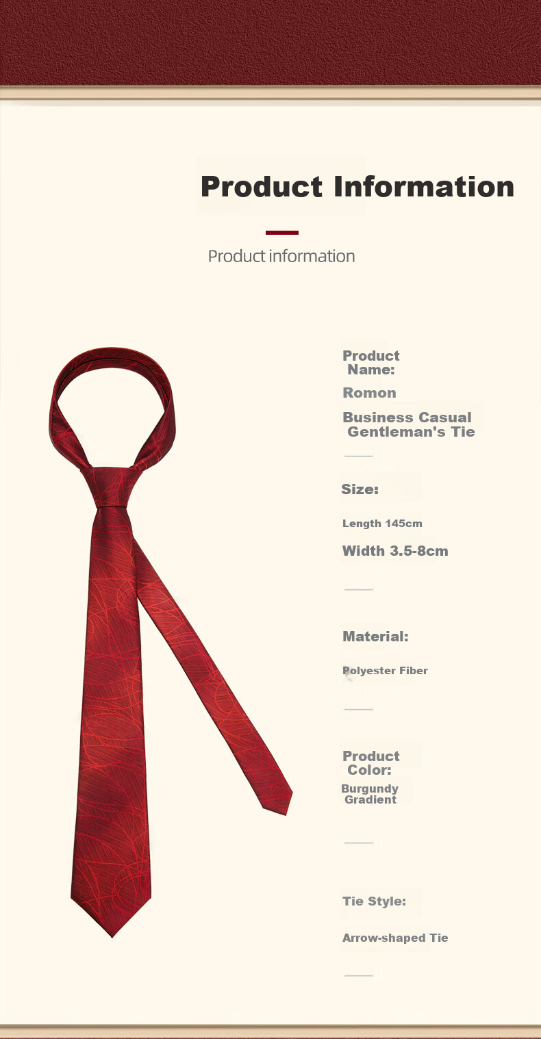 Luomeng Men's Business Formal Wear Patterned Tie, 8cm Hand-Tied, for Interviews, Gifting, Boyfriends, Wedding Groom, Groomsman, Red Gift Box Packaging 6