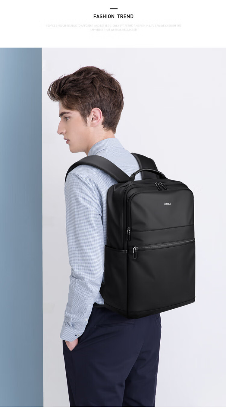 GOLF Backpack for Men, Casual Double Shoulder Bag, 15.6-Inch Laptop Bag, Water-Resistant Student Backpack for Travel And Business Trips 15