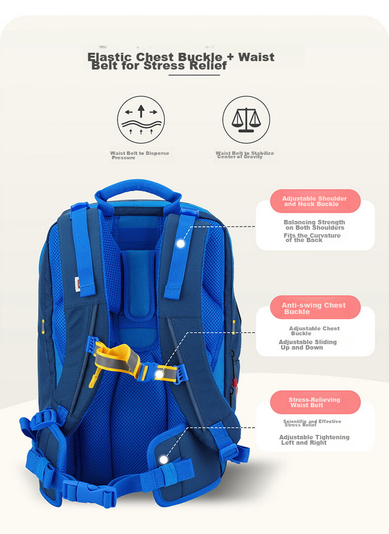 LEGO Backpack for Elementary School Students Grades 1-5, Adjustable Shoulder Bag with Double Compartments, Foldable, Pink Unicorn Design, Model 20209 7