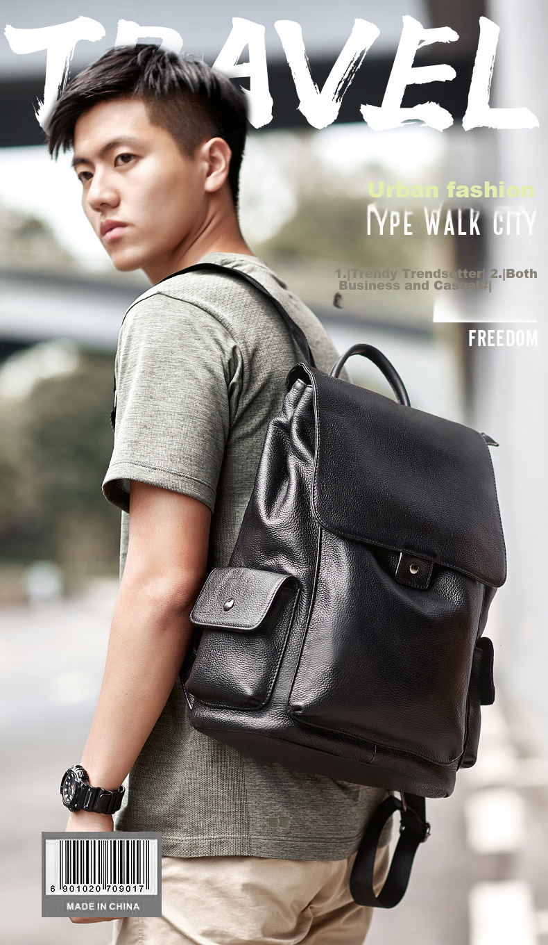 Herder Men's Backpack, Top-Grain Leather, Business Large Capacity, Trendy Casual Multifunctional Schoolbag, Travel Laptop Bag 1