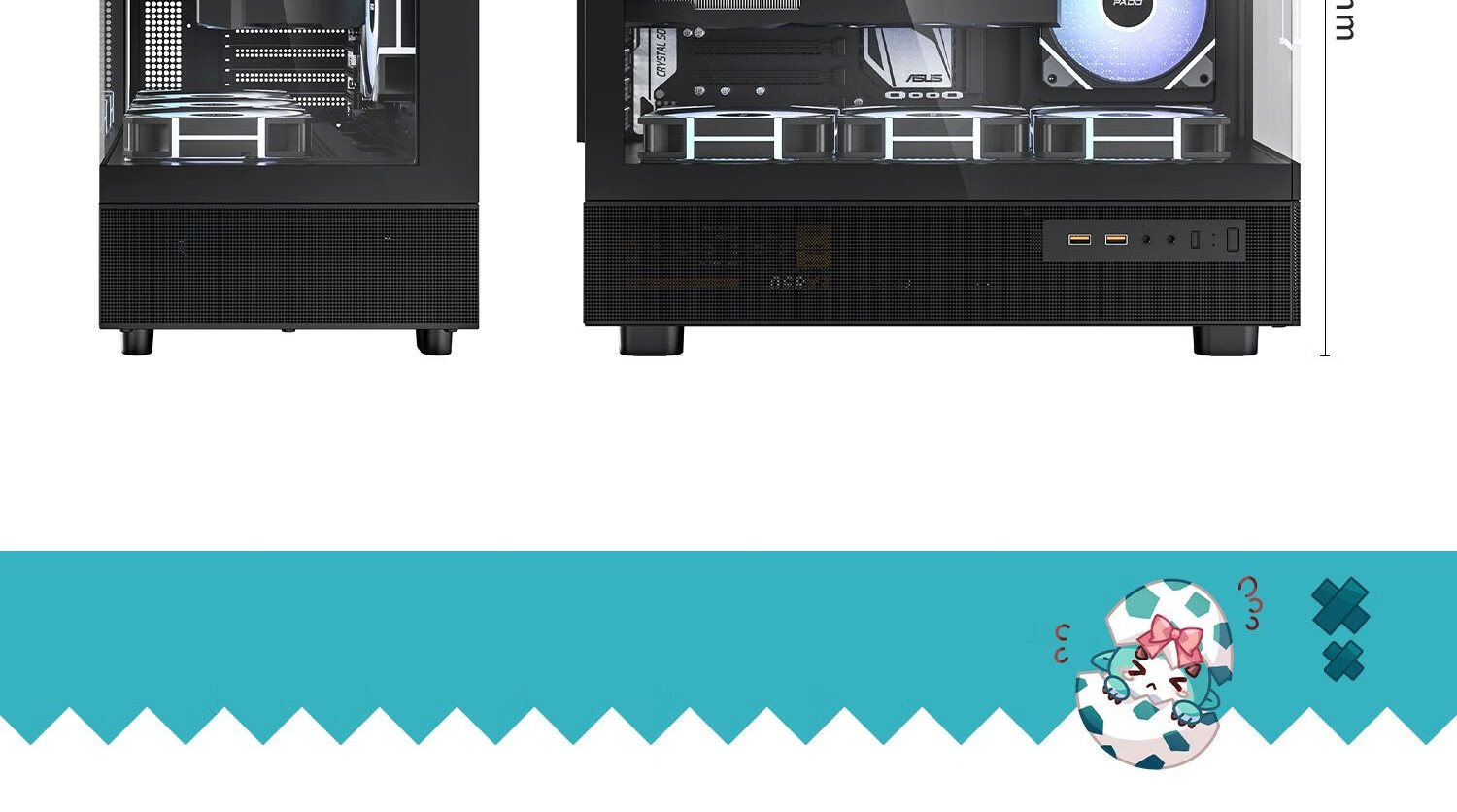 PADO Baize 360U Black Computer Desktop Chassis (MATX/Quick-Release Tempered Glass Panel/Back-Mounted Motherboard/Side-Zone/360mm Water Cooling/9 Fan Positions) 11