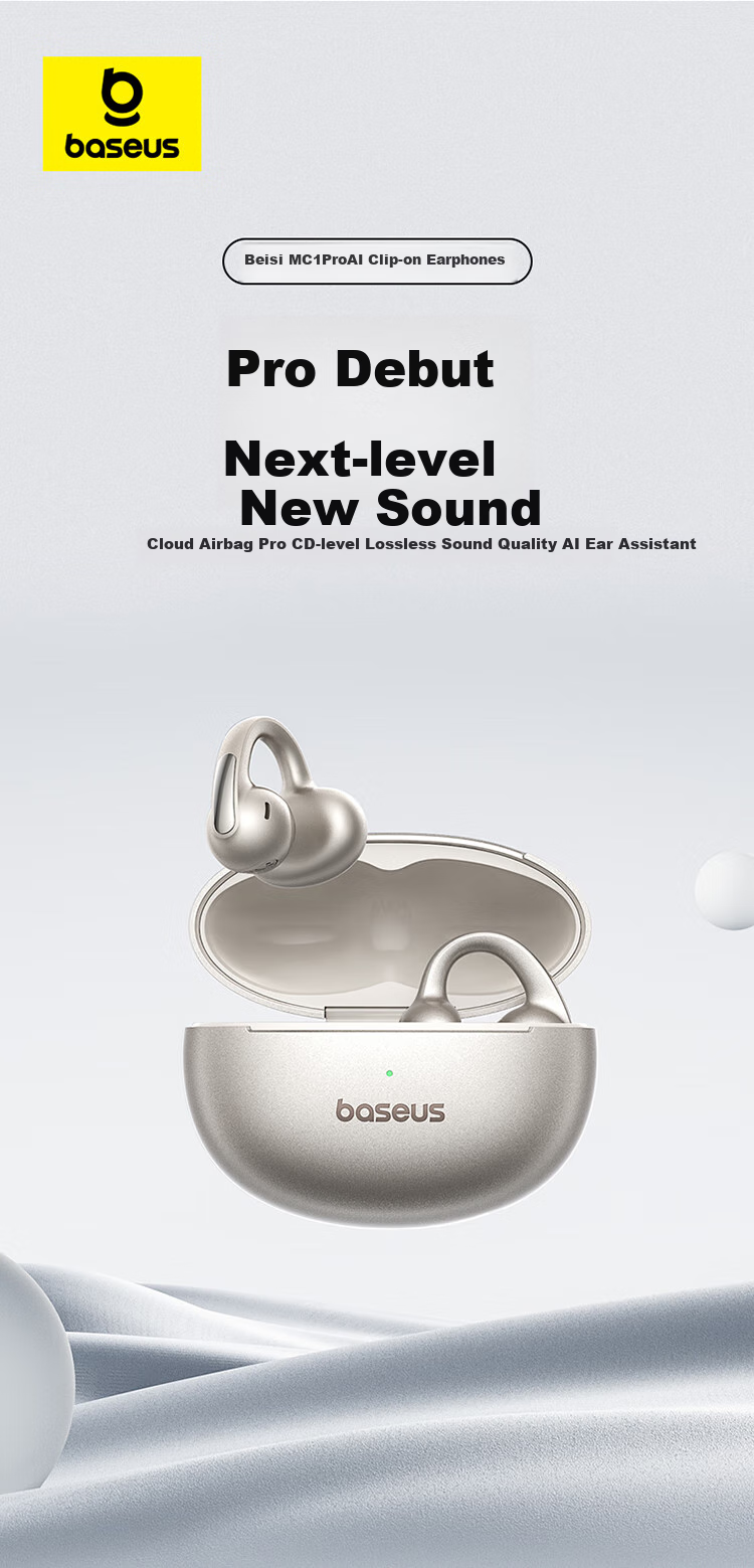 Baseus MC1pro AI Translation Bluetooth Headphones [Celebrity Style], Clip-On Open-Style Non-In Sports Call Noise Reduction Air Conduction, Suitable for Huawei And Apple Phones 3