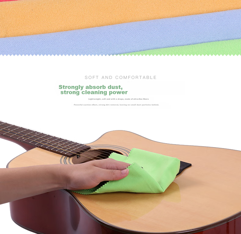 Maneryuepu Cleaning Cloth for Musical Instruments, General Cleaning And Care for Guitar, Ukulele, Violin, Cotton Cloth, 28X30 Cm, Pack of Three 6