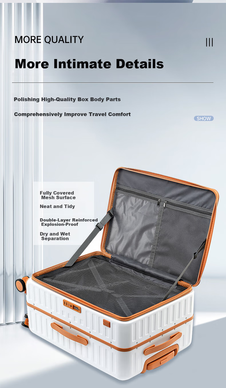 Huahuagongzi Luggage Suitcase for Men And Women, Carry-On Travel Case with Password Lock, Front Opening Aluminum Frame Case, Midnight Black, 24 Inches 7