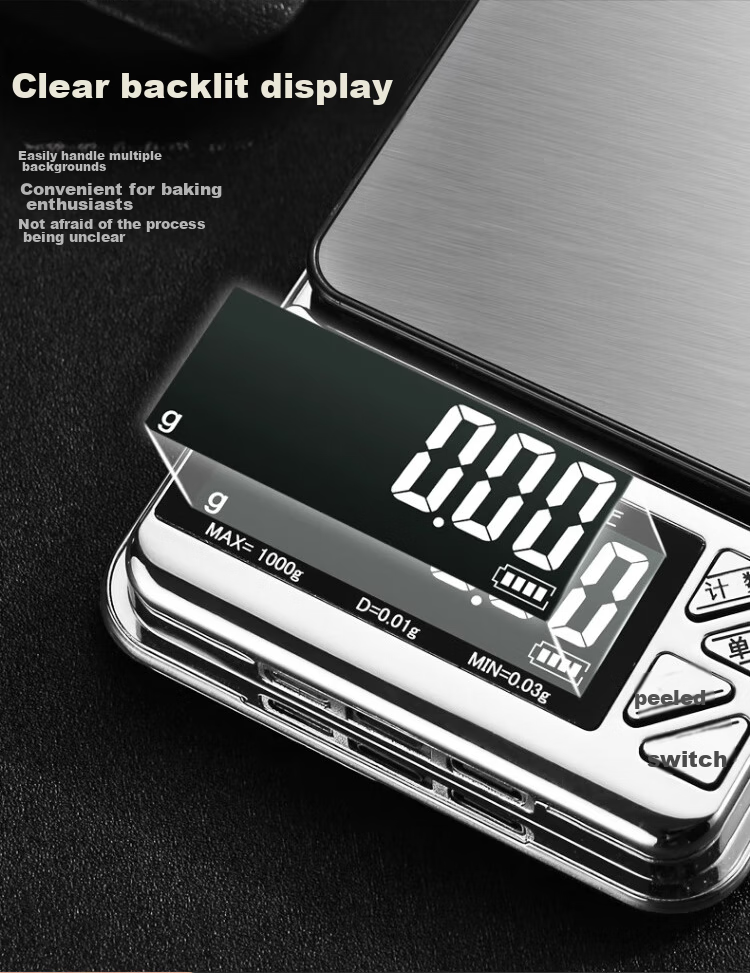 Demin High-Precision Electronic Scale, 0.01g, Compact Accurate Gram Scale, Portable, for Tea Leaves, Home Use, Gold And Jewelry Weighing Scale 7