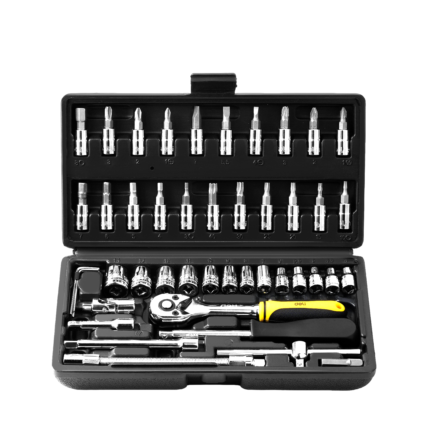 Deli 46-Piece Ratchet Socket Wrench Set Torque Wrench Repair Tool Kit