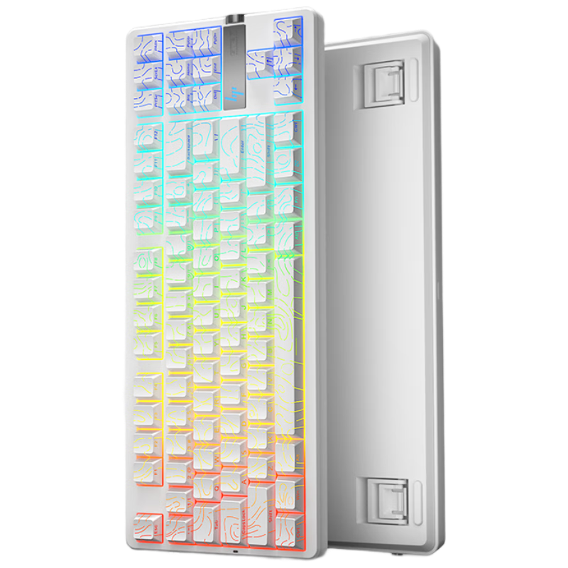 HP GT87 Customizable Wireless Tri-Mode Bluetooth Gaming And E-Sports Dedicated Computer Keyboard, White Equal Height Jade Switches