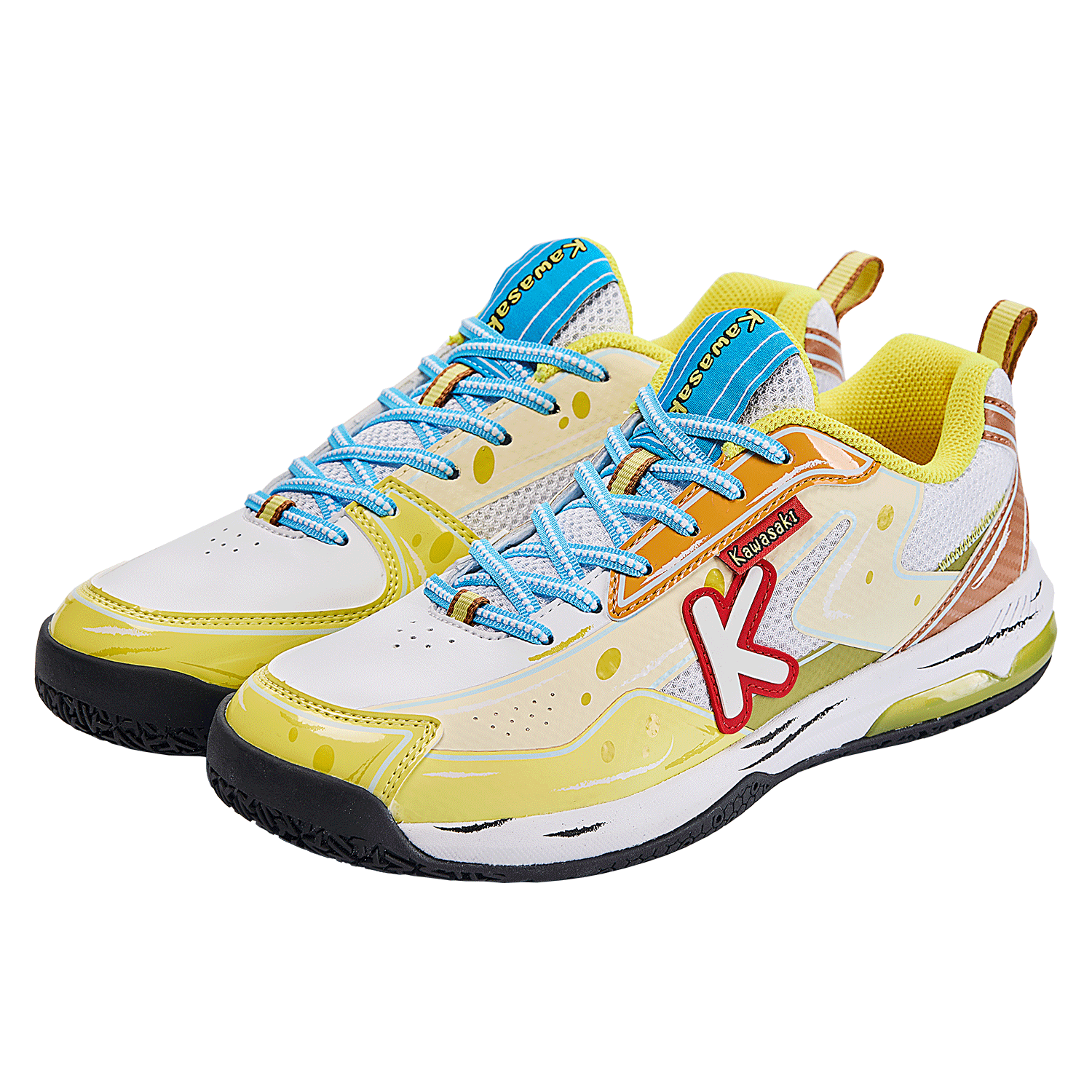 KAWASAKI Badminton Shoes SpongeBob SquarePants Collaboration Edition Sports Shoes for Men And Women C32026 Yellow-SpongeBob 37