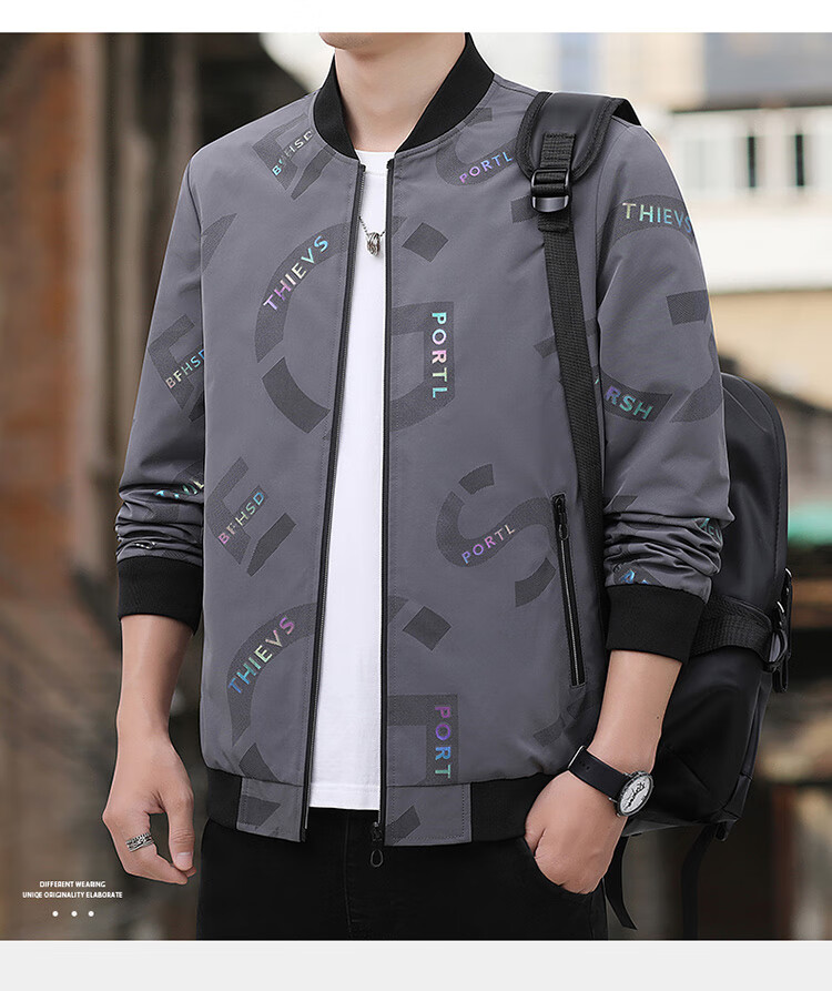 TUCANO Men's Spring Autumn Jacket Casual Baseball Collar Fashion Trendy Comfortable Black L 5