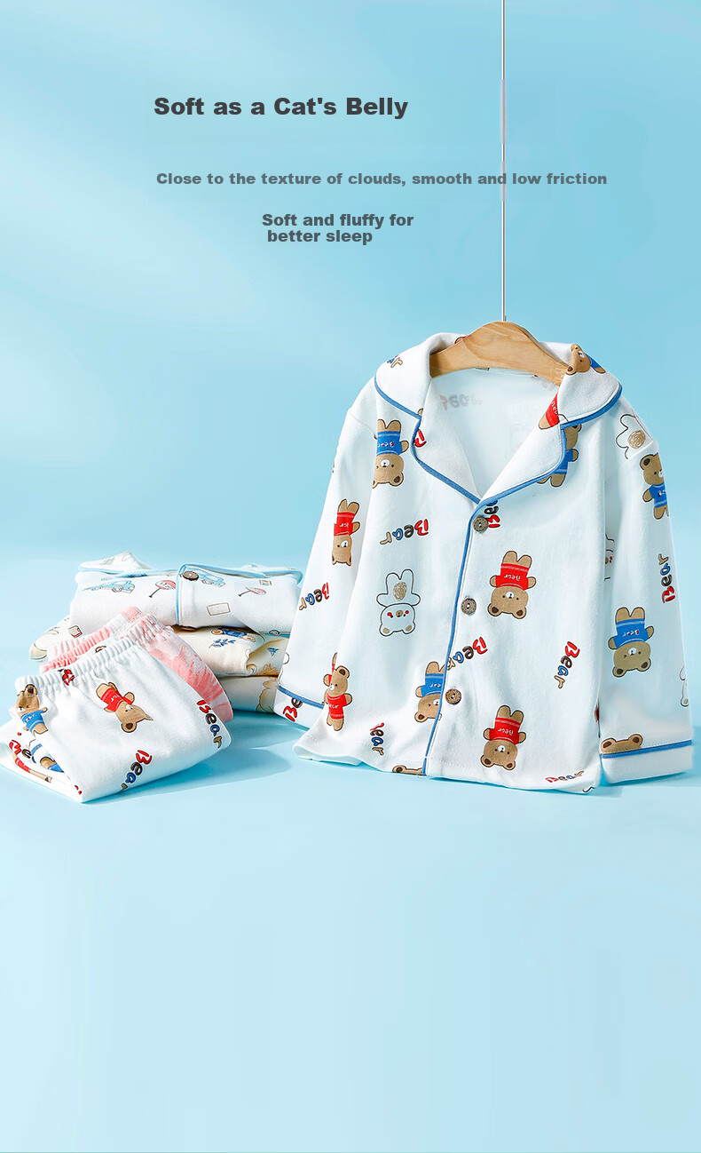 YISHUANGER Children's Homewear Set Girls Pajamas Air Conditioning Clothes Summer Thin Baby Boys Blooming Flower 120 3
