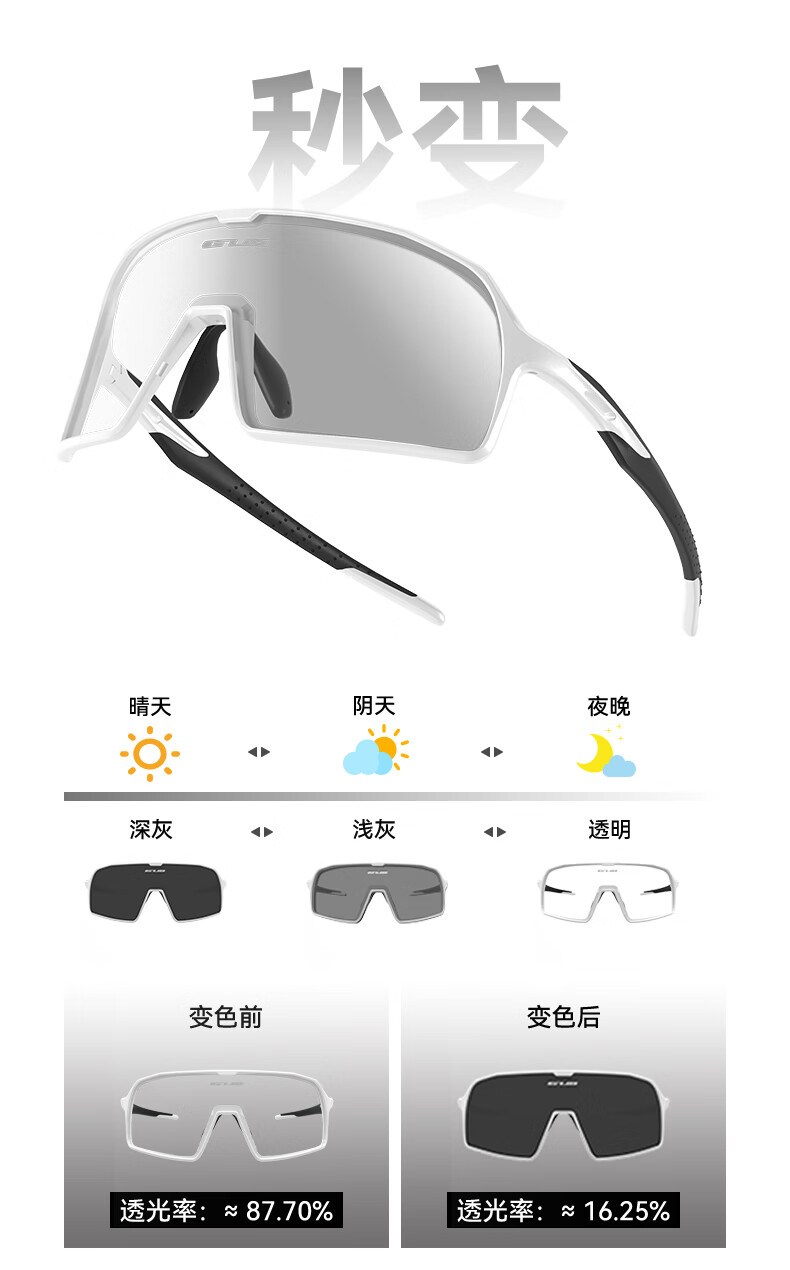 GUB Cycling Glasses, Anti-Glare, Photochromic, Day And Night Use, for Men And Women, Eye Protection, Road Bike, Myopia, Windproof, Sandproof 4