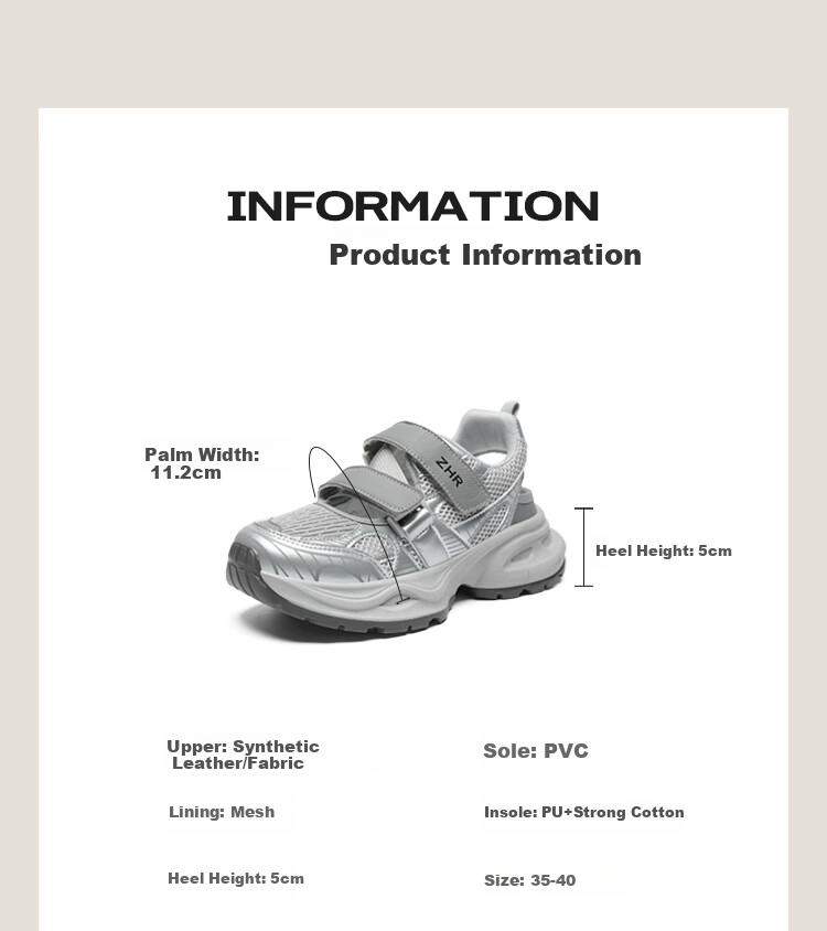 ZHR Hollow Dad Shoes for Women, Summer Breathable Fashionable Women's Shoes, Casual Thick-Soled Shock-Absorbing Sneakers for Women, IF17 Silver Color Size 36 3