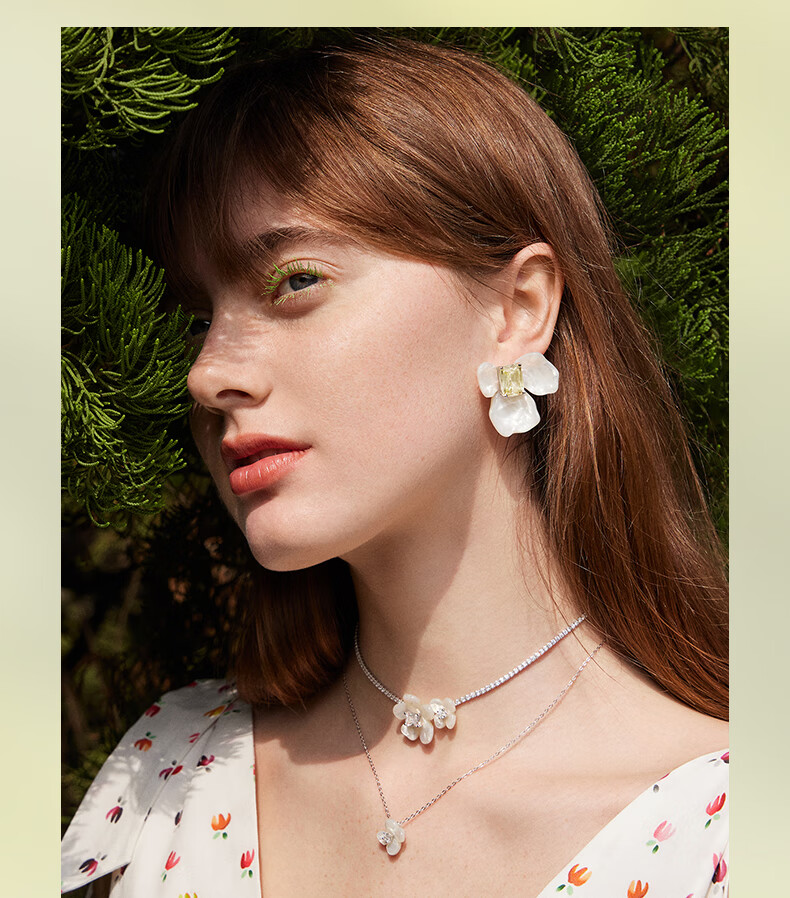 HEFANG Jewelry, White Iris Sugar Cube Earrings, Birthday Gift [520 Valentine's Day Gift], Present for Girlfriend 2