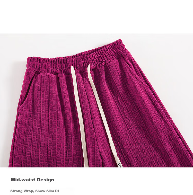 Dme [Flowing Water Pattern Drawstring Wide-Leg Pants], Mid-Rise Loose Slightly Elastic Long Trousers, Drawstring Women's Casual Pants 3