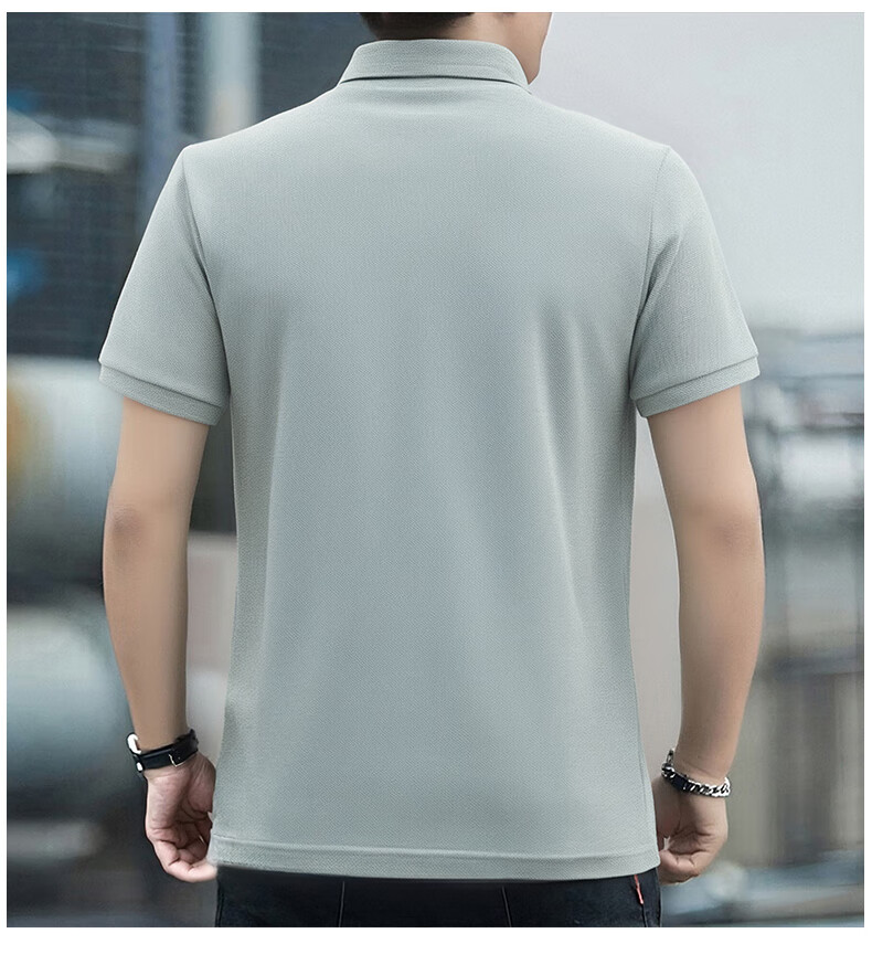 JEEP SPIRIT Polo Shirt for Men, Ice Silk Short-Sleeve T-Shirt, Summer Business Casual Wear for Young And Middle-Aged Fathers, Work Uniform Top for Men, Size L 15