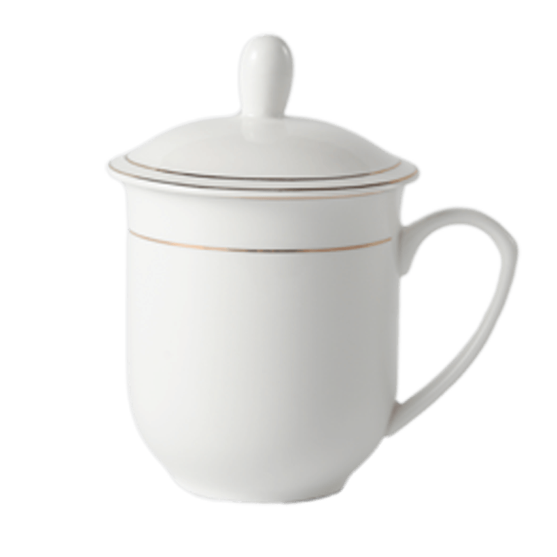 Jieyajie Ceramic Tea Cup with Lid, Children's Water Cup (350ml), Ceramic Tea Mug, Ceramic Office Cup, Noble Cup