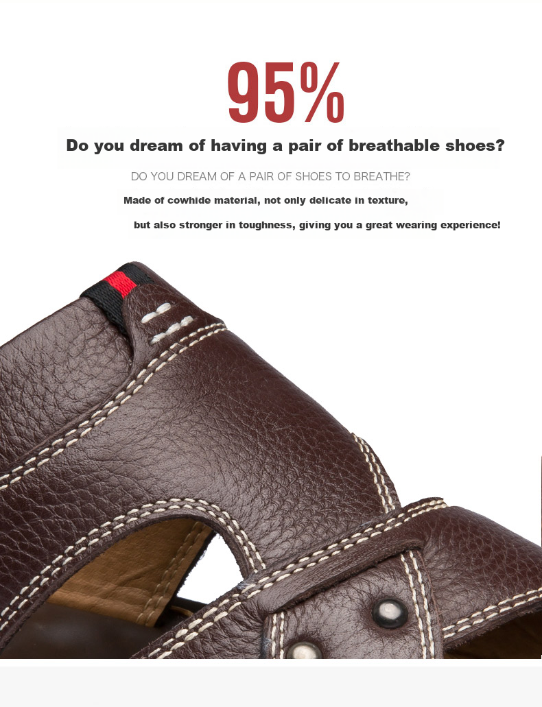 MEXICAN Top-Grain Leather Sandals for Men, Beach Shoes, Men's Slippers, Hollow-Out Casual Men's Shoes, Black, Size 43 6