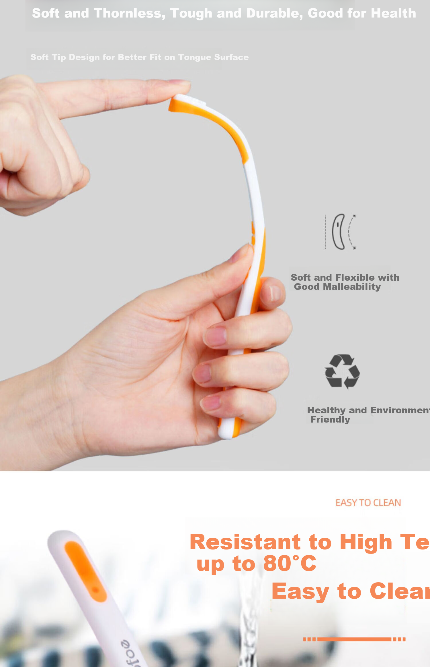 Kefu Tongue Scraper, Tongue Cleaner, Oral Hygiene Tool, Deep Cleaning, 3-Pack Set, Household Use 13