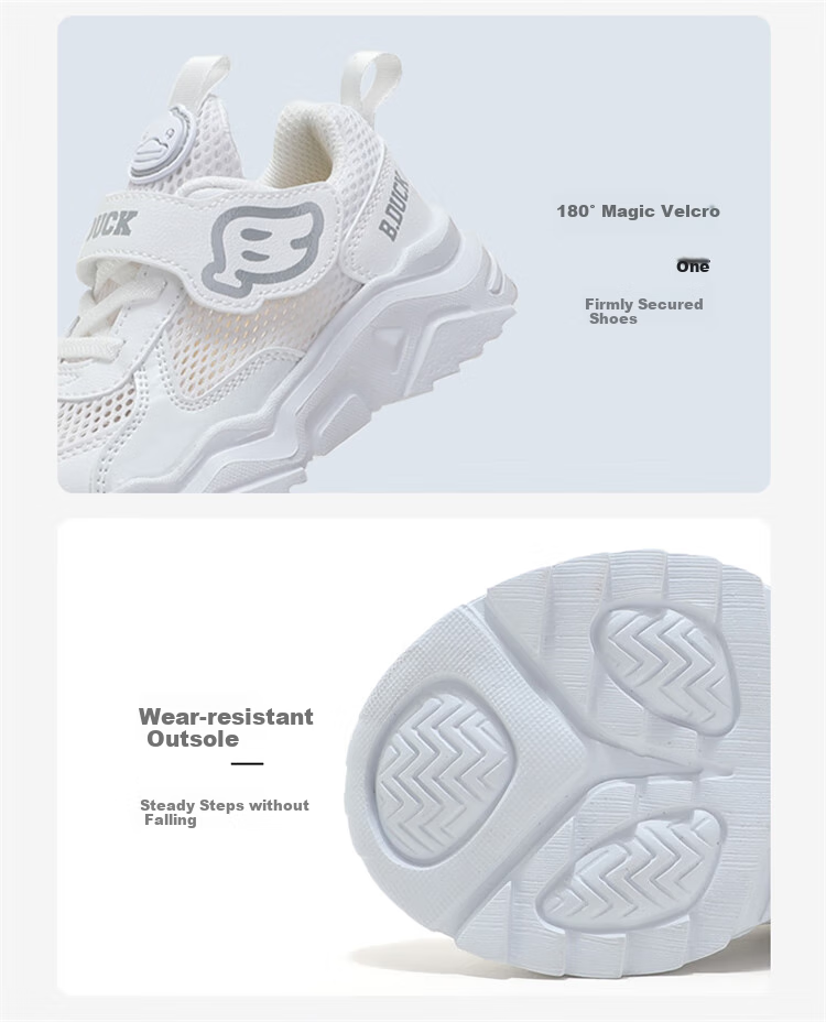 B.Duck Children's Mesh Sneakers Summer Breathable White Shoes for Boys And Girls Students 3073 White Size 28 9