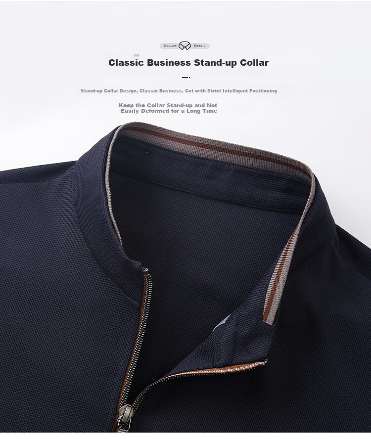 FIRS Jacket Spring Thin Elastic Business Baseball Stand Collar Men's Contrasting Color Simple Zipper Cardigan Crisp Smooth Coat 5