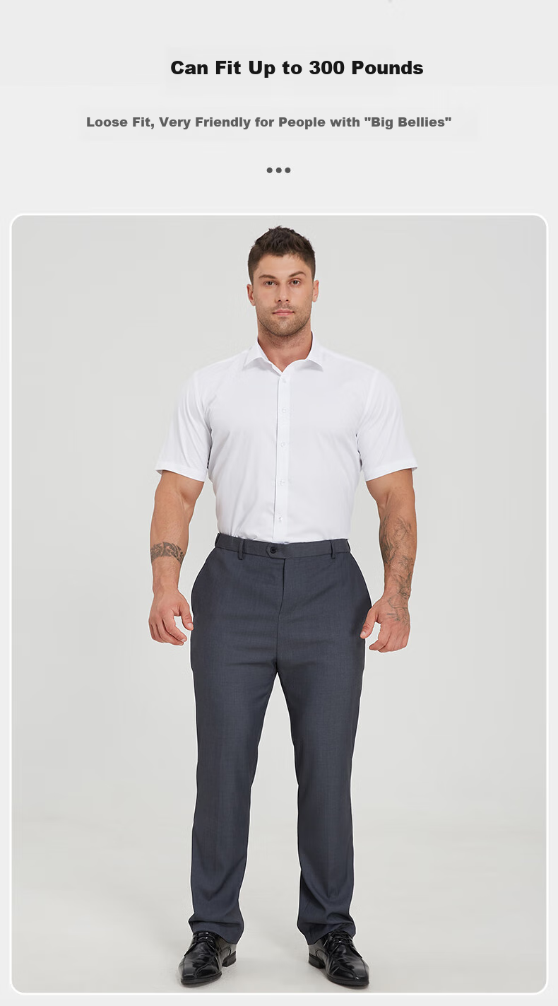 Dibinze Large Size Short-Sleeve Shirt for Men, Loose-Fitting Business Casual Wrinkle-Resistant Bamboo Fiber Elastic White Dress Shirt for Chubby Me 9