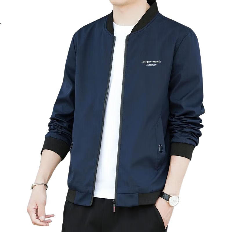 Мужская куртка JEANSWEST OUTDOOR, весенне-осенняя, трендовая, с воротником-стойкой, свободного кроя, светло-серая, размер 2XL