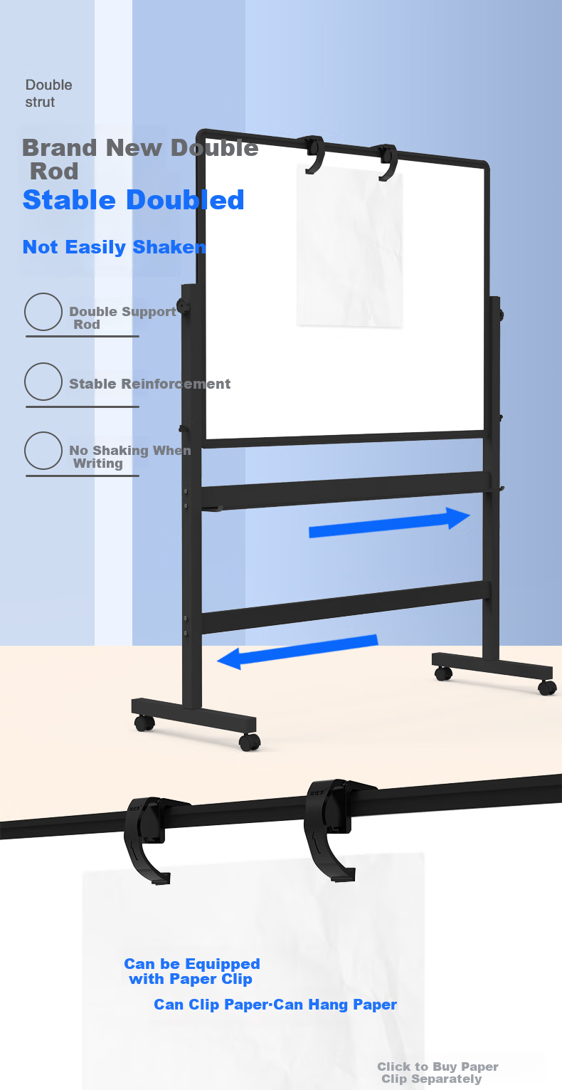 Bibiniu H-Shaped Stand Whiteboard 90*180cm, Conference Office Whiteboard Stand, Black Double Bar, Height Adjustable And Flipable, BBNV-D90180 7