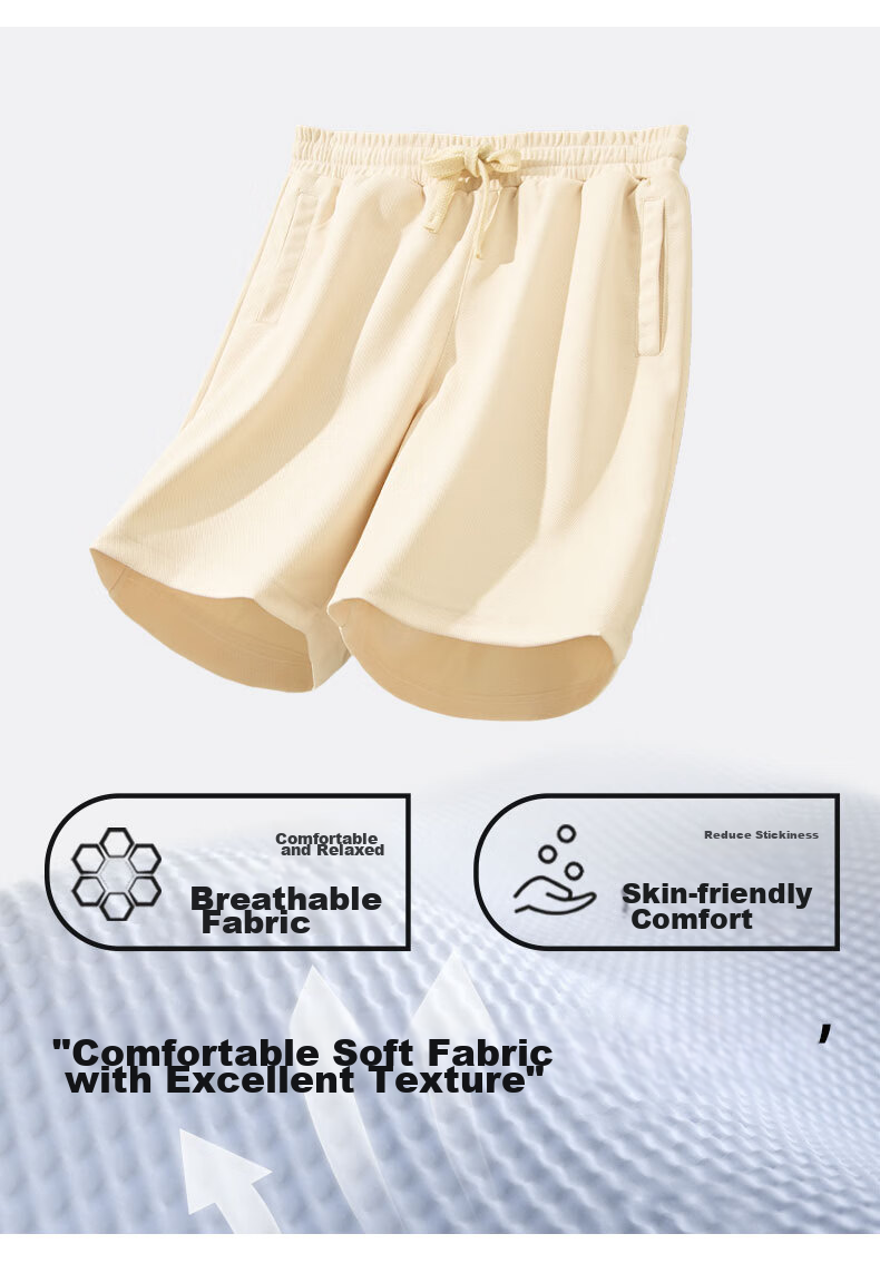 GENIOLAMODE Men's Shorts, Summer Style, Heavy 300G, Casual Draping Loose Fit, Athletic Straight-Leg Five-Point Pants for Me 5
